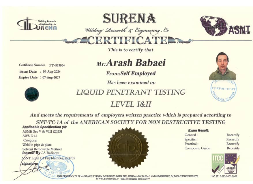 PT Certificate