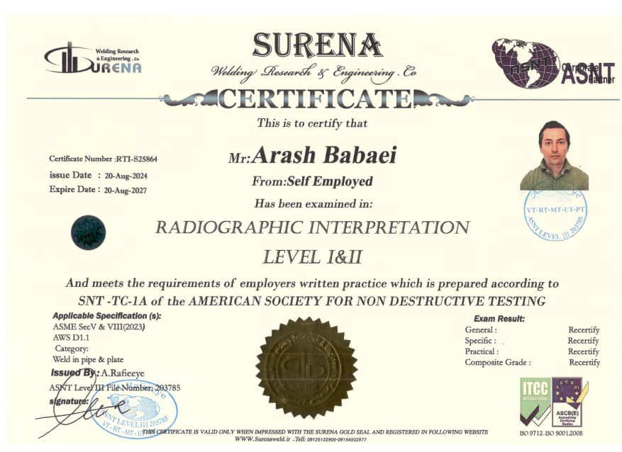 RT Certificate